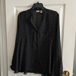 Chico's Black loose Blouse with White designs
